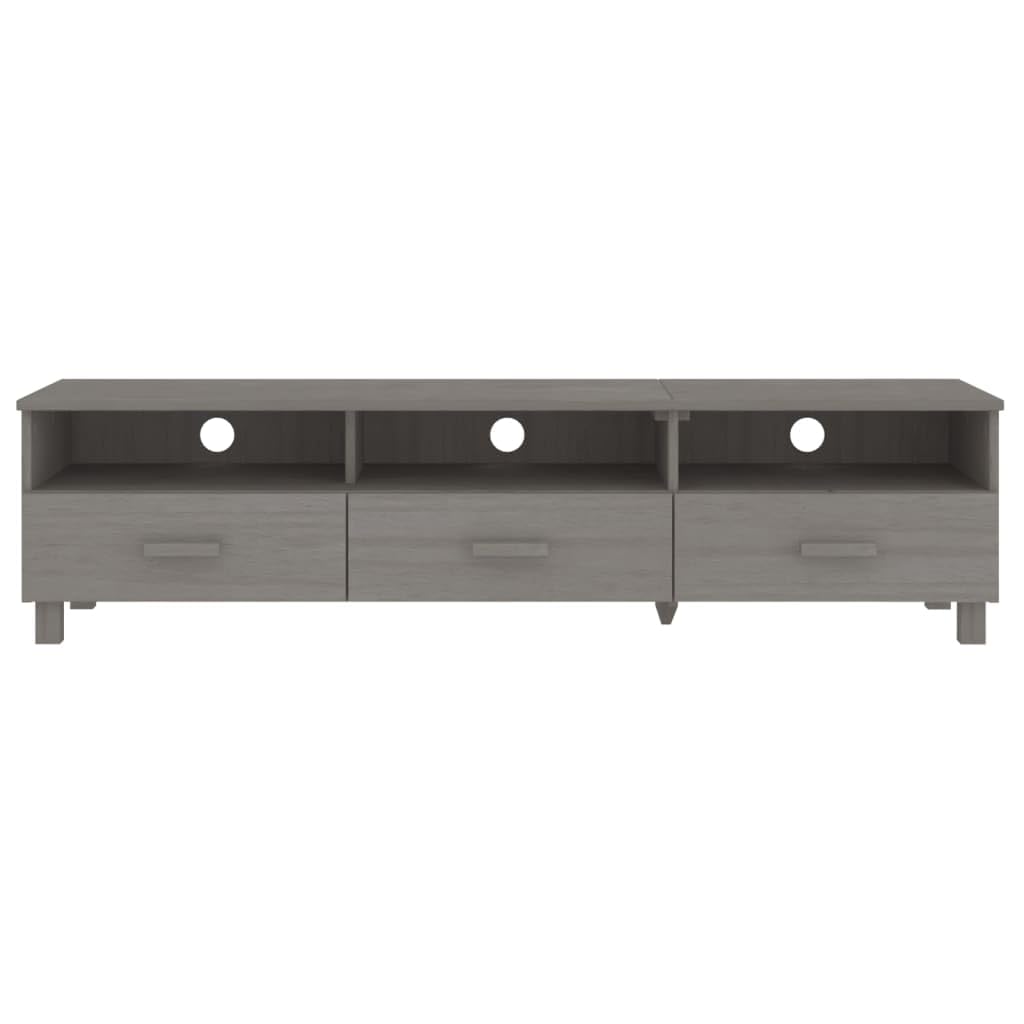 vidaXL Light Gray Pine TV Stand/Console Sideboard - 62.2 x 15.7 x 15.7 in | Solid Wood, MDF | 3 Drawers, 3 Compartments