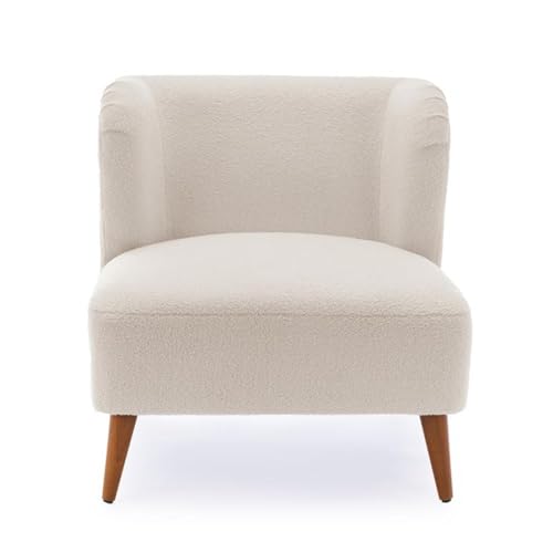 Comfort Pointe Vesper Milky White Textured Polyester Boucle Fabric Accent Chair