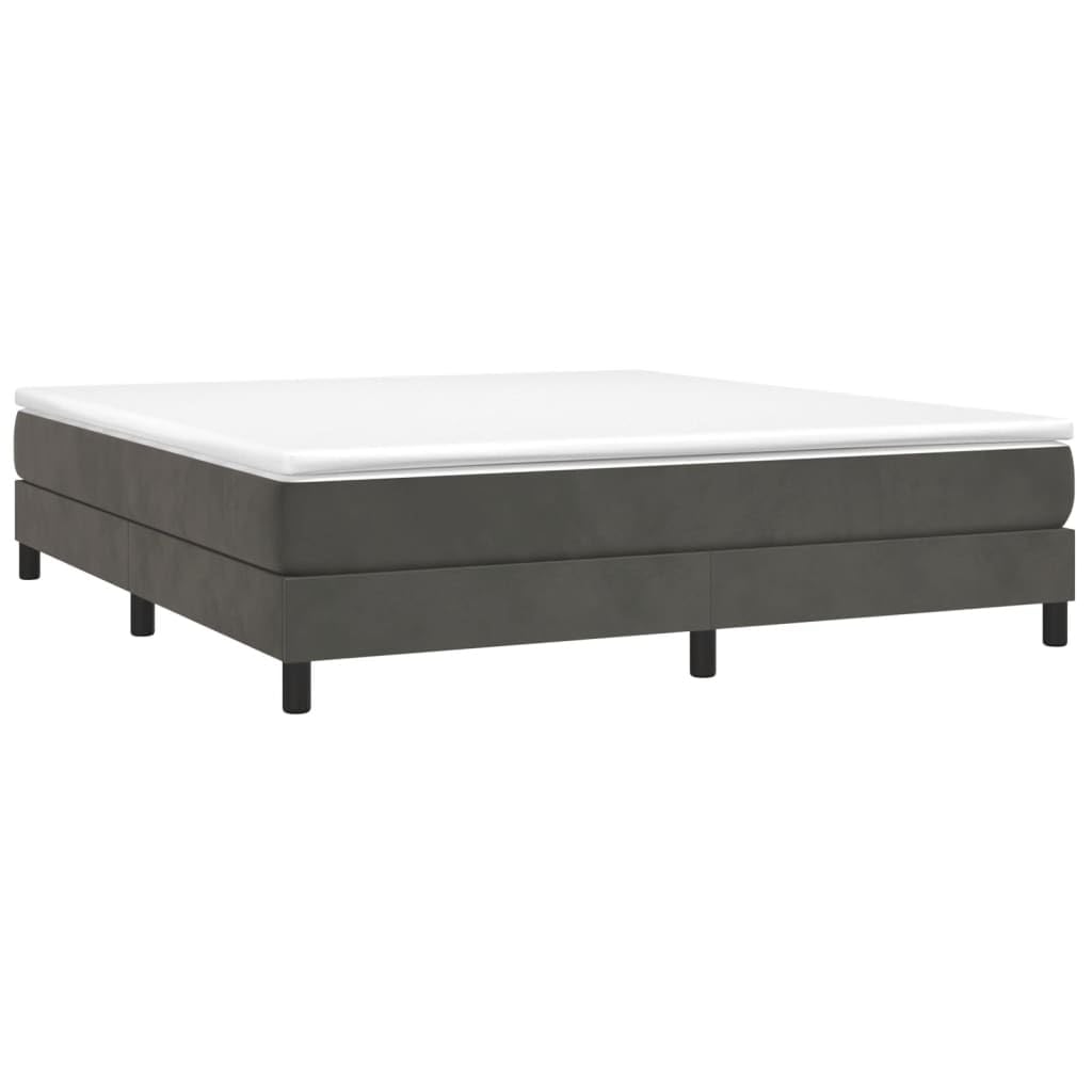 vidaXL Velvet Box Spring Bed Frame, King Sized, Dark Gray, 76"x79.9", Engineered Wood, Easy Assembly, Comfortable & Durable