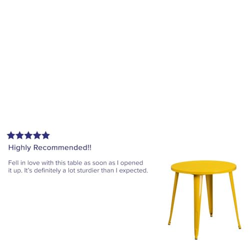 Flash Furniture Jeffrey Commercial Grade 30" Round Yellow Metal Indoor-Outdoor Table