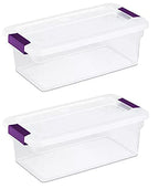 Sterilite 6 Quart Clearview Latchtm With Sweet Plum Handles, Pack Of 2 Containers
