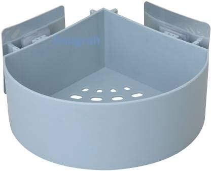 ANUGRAH MART Plastic Strong Suction Cup Triangle Bathroom Corner Shelf (17 x 17 x 16 cm)