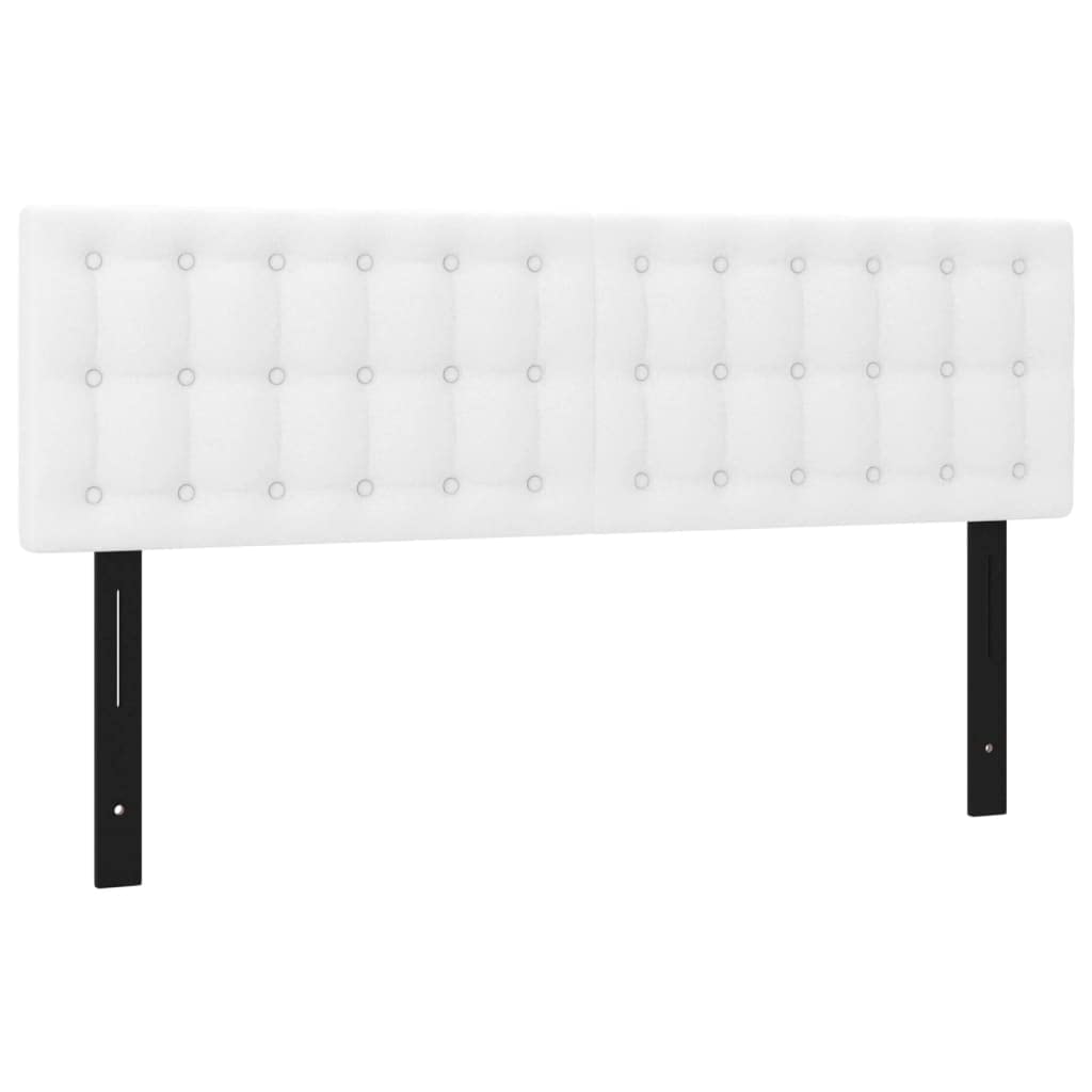 Vidaxl White Faux Leather Headboards (Set Of 2) - Classic Design, Solid Larch Wood And Engineered Wood Construction, Easy Installation