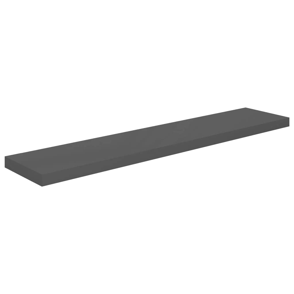 vidaXL Floating Wall Shelf - 47.2x9.3x1.5 High Gloss Gray - Durable MDF and Metal Frame - Easy Assembly Invisible Mounting - Mod