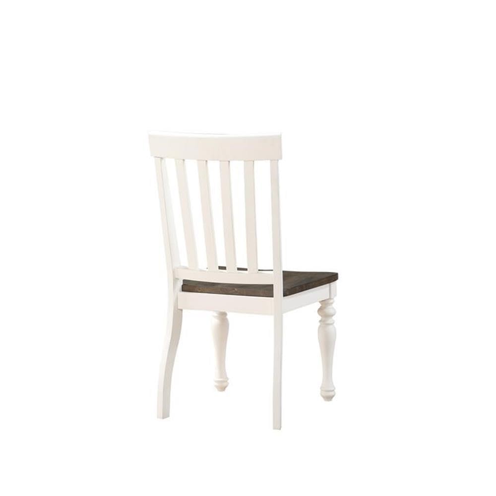 Steve Silver Farmhouse Style Dining Scooped Wood Seat White Finish, Set of 2 Side Chair, 20" L x 23.5" W x 40" H, Two-Tone Ivory and Charcoal