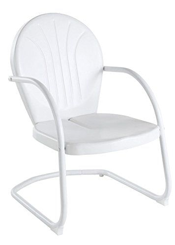 Crosley Furniture Griffith 5-Piece Outdoor Dining Set for 4, Retro Metal Round Patio Table and Chairs, White