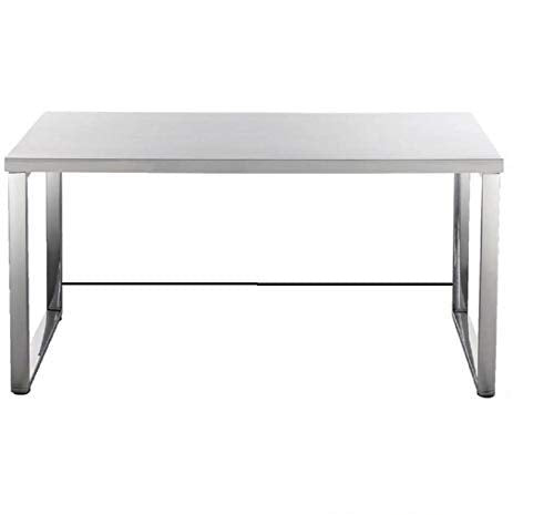 Dg Dexaglobal Steel Metal Beauty Study Desk Table Rectangular (4 X 2 Foot Top Gloss White Finish + Black Legs)