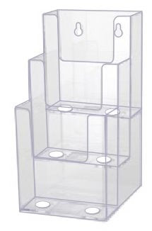 Sourceone.Org 4-Inch Wide 3 Tier Premium Trifold Acrylic Brochure Holder, Clear