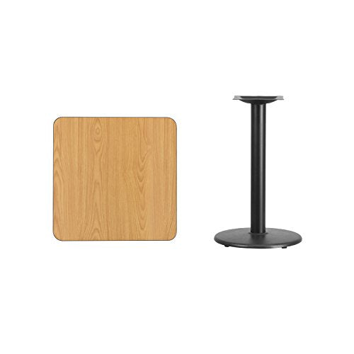 Flash Furniture Graniss 24'' Square Natural Laminate Table Top with 18'' Round Table Height Base