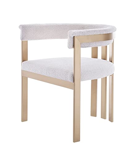 HomeRoots Fabric, Stainless Steel Beige Gold Dining Chair