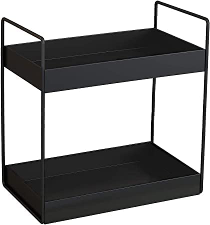 12For Collection 2Tier Standing Rack, Kitchen/Bathroom Countertop Storage Shelf Organizer, Black In Colour(Make In India, Powde