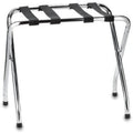 Foldable X-Shape Luggage Rack with Nylon Straps & Rubber Feet, Chrome Finish