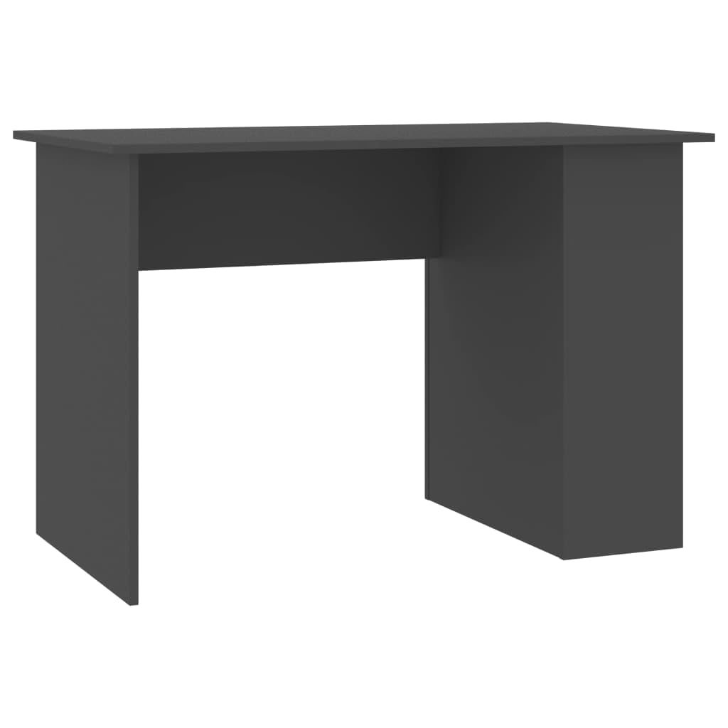 Vidaxl Engineered Wood Desk  Multipurpose Gray Workstation With 2 Shelves For Organized Storage, Easytoclean, Modern, Sleek O