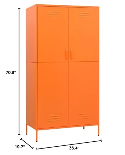 vidaXL Wardrobe Orange 35.4"x19.7"x70.9" Steel