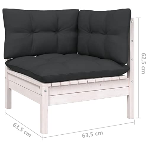 vidaXL Solid Pinewood Patio Lounge Set 11 Piece with Cushions Garden Outdoor Lawn Yard Terrace Balcony Wooden Seat Seating Furniture White