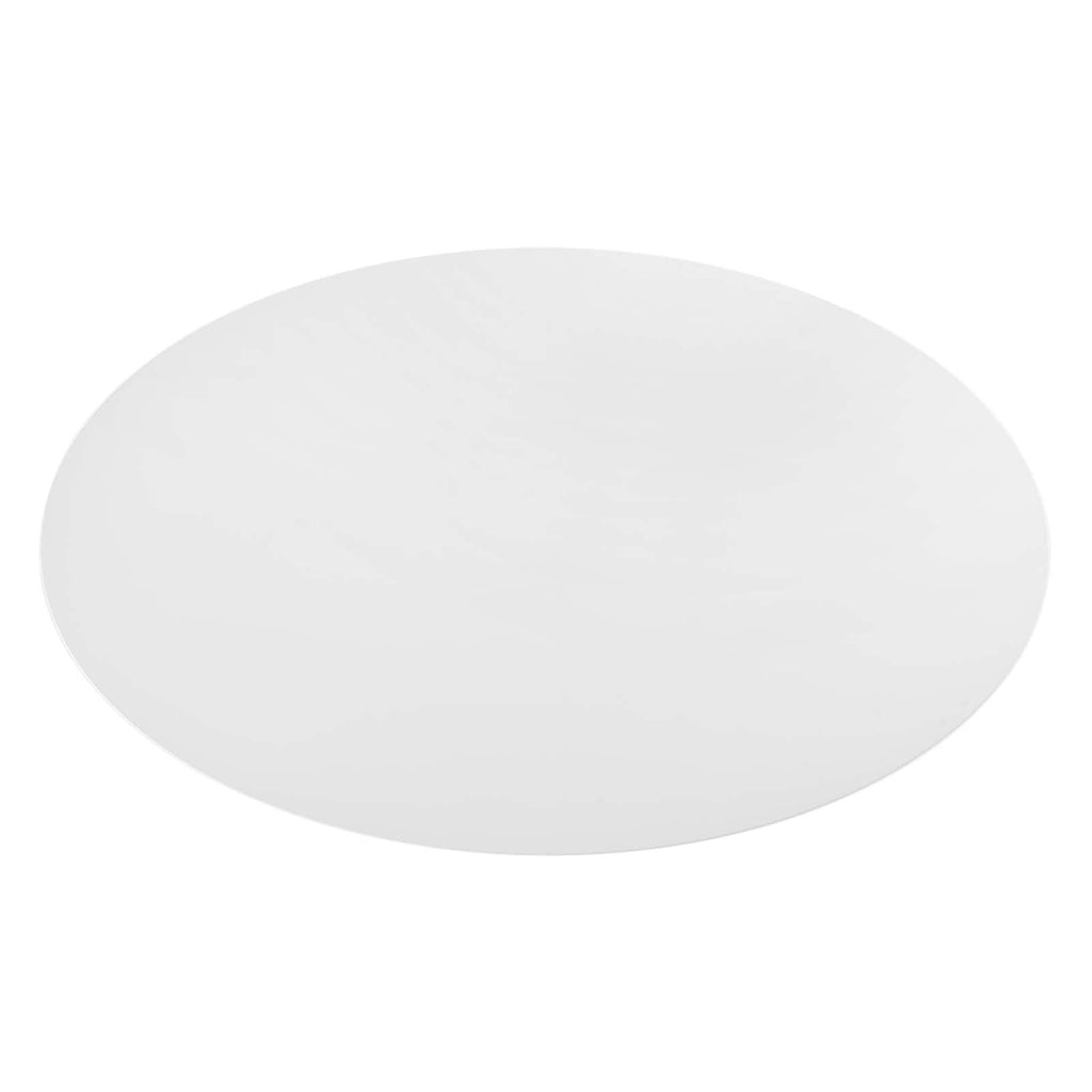 Modway Lippa 78" Oval-Shaped Mid-Century Modern Dining Table With White Wood Top And Gold Base