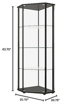 Coaster Home Furnishings Zenobia Glass Shelf Curio Cabinet Clear and Black