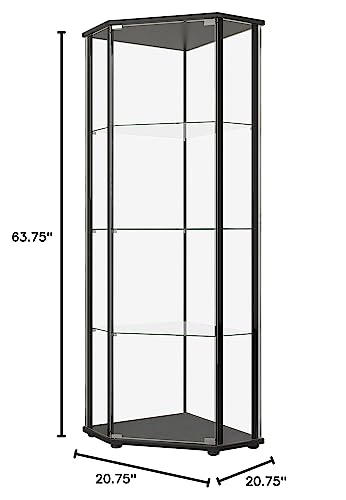 Coaster Home Furnishings Zenobia Glass Shelf Curio Cabinet Clear and Black