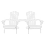 vidaXL White Solid Fir Wood Adirondack Chair with Tea Table: Garden Patio Furniture with Ergonomic Design, Weather Resistant, Easy to Assemble