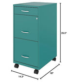 Lorell LYS SOHO Box/File/File Teal Mobile Cabinet, 3 Drawer