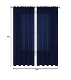 Decotex 2 Piece Solid Elegant Sheer Curtains Fully Stitched Panels Window Treatment Drape (54'' X 84'', Navy Blue)