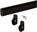 Top Shelf Hardware Oval Closet Rod with End Supports (Black, 48 Wide Space)
