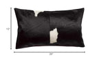HomeRoots Cowhide, Microsuede, Polyfill 12'' X 20'' X 5'' Modern Black & White Torino Kobe Cowhide Pillow