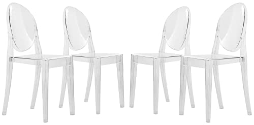 LeisureMod Marion Transparent Acrylic Modern Chair, Set of 4
