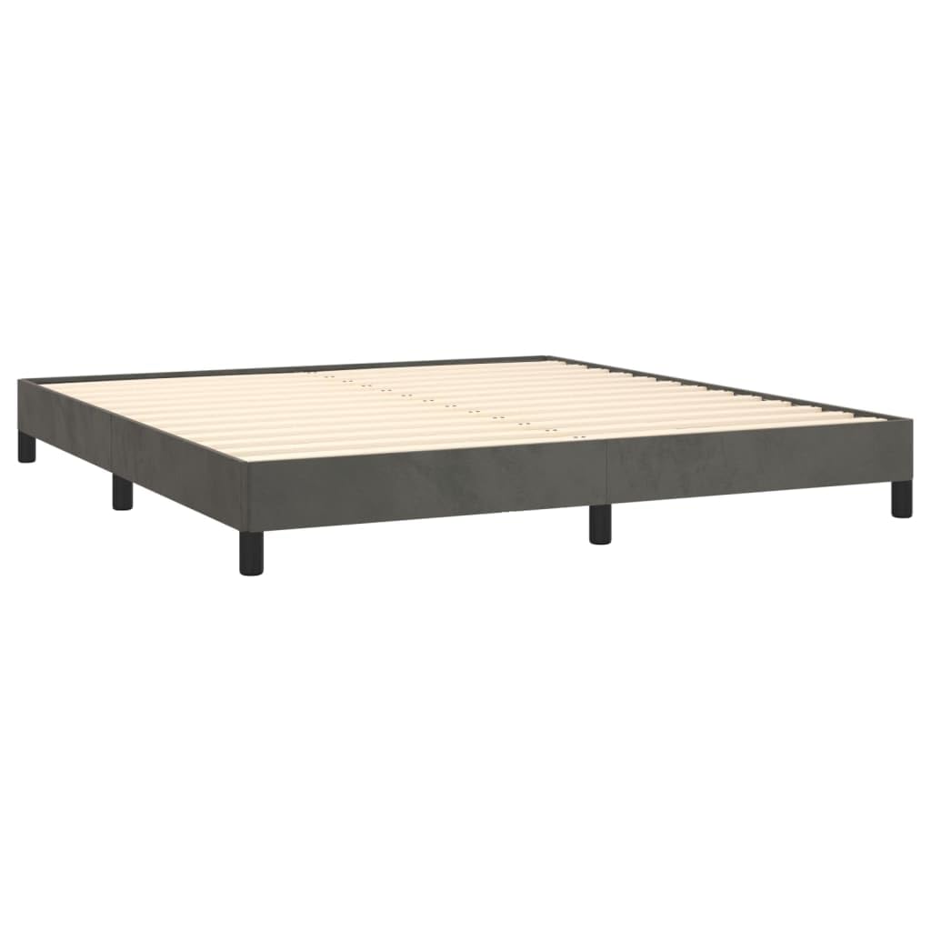 vidaXL Velvet Box Spring Bed Frame, King Sized, Dark Gray, 76"x79.9", Engineered Wood, Easy Assembly, Comfortable & Durable
