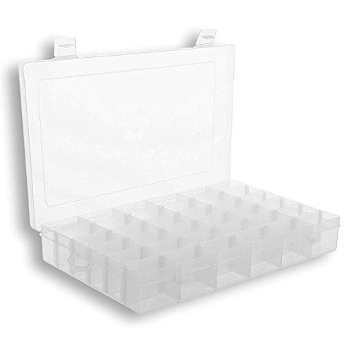 Garbify 36 Grids Cells Multipurpose Adjustable Jewelry Storage Boxes Organizer with Removable Dividers Plastic Storage Case for 