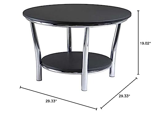 Maya Round Coffee Table - Sleek Design, Contemporary Aesthetic, Ample Storage, Polished Steel Frame, Easy Assembly - 29' Diameter, 19.02' H