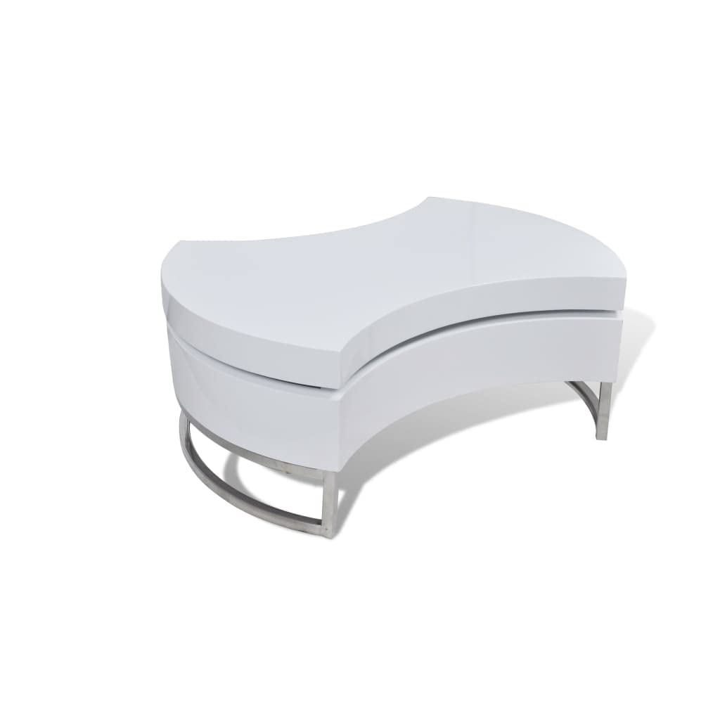 vidaXL Coffee Table Shape-Adjustable High Gloss White Side End Storage Table