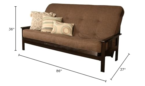 Kodiak Furniture Monterey Queen-Size Espresso Wood Futon-Linen Cocoa Mattress