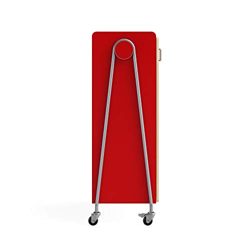 Safco Products 3935RED Whiffle Typical 15, Double Column 14-Tote 2-Shelf Doored Rolling Storage Cart with Magnetic Dry-Erase Back, Red, 60" H, Tall