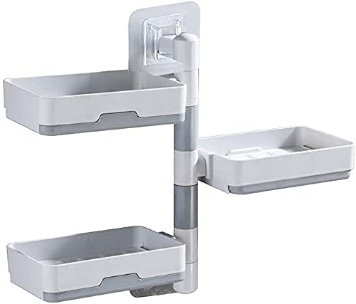 Wezone Super Powerful Selfadhesive 3Layer Rotatable Soap Dish Holder  Wall Mounted Soap Saver Storage Box For Bathroom, Showe