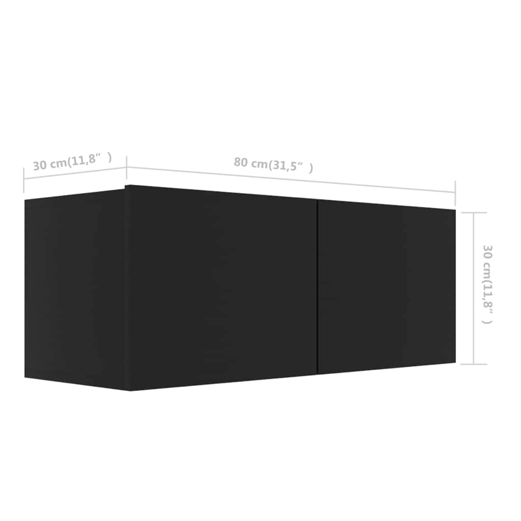 vidaXL TV Cabinet Set 4 Piece Home Living Room Bedroom Furniture HiFi Stereo Cabinet TV Stand Media Unit Entertainment Center Engineered Wood Black