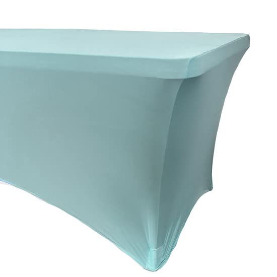 Your Chair Covers - 8 Ft Rectangular Fitted Spandex Tablecloths Patio Table Cover Stretchable Tablecloth - Dusty Blue