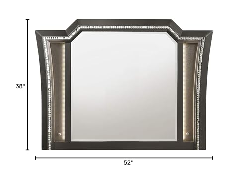 Acme Kaitlyn Metal Mirror with LED in Metallic Gray