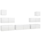 vidaXL TV Stand Set 7 Piece Home Living Room Bedroom Furniture HiFi Stereo Cabinet TV Stand Media Unit Entertainment Center Engineered Wood White
