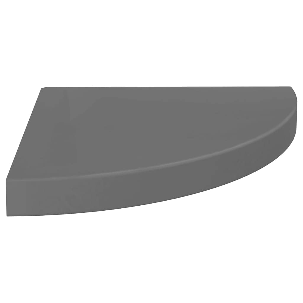 Furniking Floating Corner Shelf High Gloss Gray 13.8 Inch X13.8 Inch X1.5 Inch  Mdf