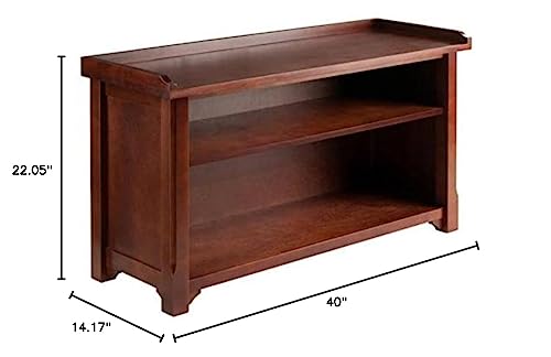 Ergode Wood Milan Bench | Versatile Seating & Storage | Walnut Finish | Foyer, Hallway, Playroom | Open Compartment with Shelf | 40'W x 14.17'D x 22.05'H | 37.48 lbs.
