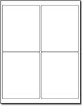 White 4' X 5' Label Stickers - 4 Per Sheet - For Inkjet & Laser Printers - 25 Sheets / 100 Shipping Labels