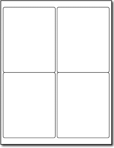 White 4' X 5' Label Stickers - 4 Per Sheet - For Inkjet & Laser Printers - 25 Sheets / 100 Shipping Labels