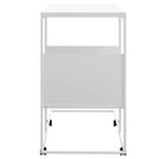vidaXL Side Table with Wheels, C-Shaped, White - Engineered Wood and Iron, Versatile for Living Room, Bedroom, Office