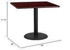 Flash Furniture Graniss 36'' Square Mahogany Laminate Table Top With 24'' Round Table Height Base