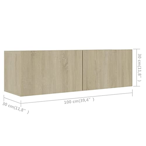 vidaXL TV Cabinet Set 3 Piece Living Room Bedroom Furniture HiFi Stereo Cabinet TV Stand Media Unit Entertainment Center Engineered Wood Sonoma Oak