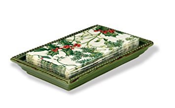 October Hill Ceramic Guest Towel Caddy/Tray, Green