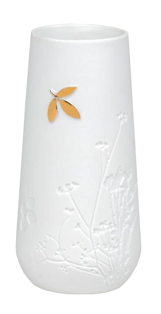 Porcelain Stories Mini Leaf Vase with Gold Accent - 4.1/10.5cm