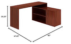 LYS L-Shape Workstation with Cabinet, Mahogany