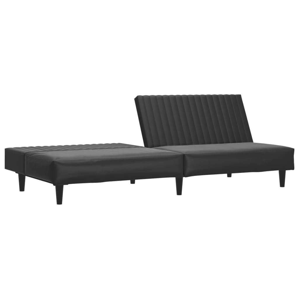 vidaXL Black Faux Leather 2-Seater Sofa Bed/Loveseat, Modern Convertible Couch for Living Room/Guest Room, Easy to Clean, with Foam Filling